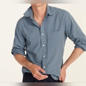 Blue Polka Dot Button-Up Shirt